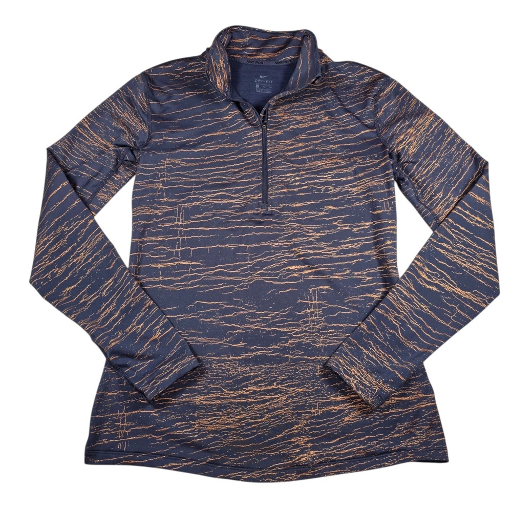 Nike Pro Hyperwarm Dri Fit Black Bronze Metallic Fleece Lined Pullover Womens XL